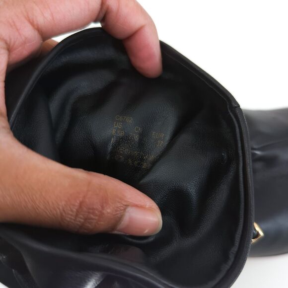 Coach Women 6.5 Wynie Booties Boots Black Leather Slouch Stud Trim Pointed Cinch - Picture 8 of 10